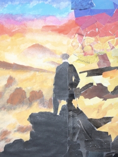 Lena Malecki - Der Wanderer und die Sicht auf die Welt (Collagetechnik, Jahrgang 9)