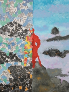 Anne Buller - Der Wanderer und die Sicht auf die Welt (Collagetechnik, Jahrgang 9)